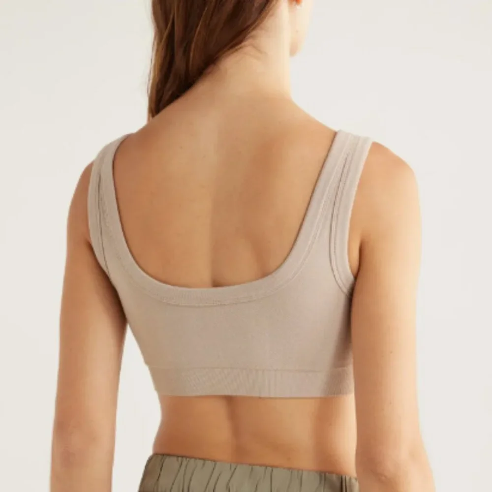 Seamless Sports Bra Small Ribbed Tan Zella